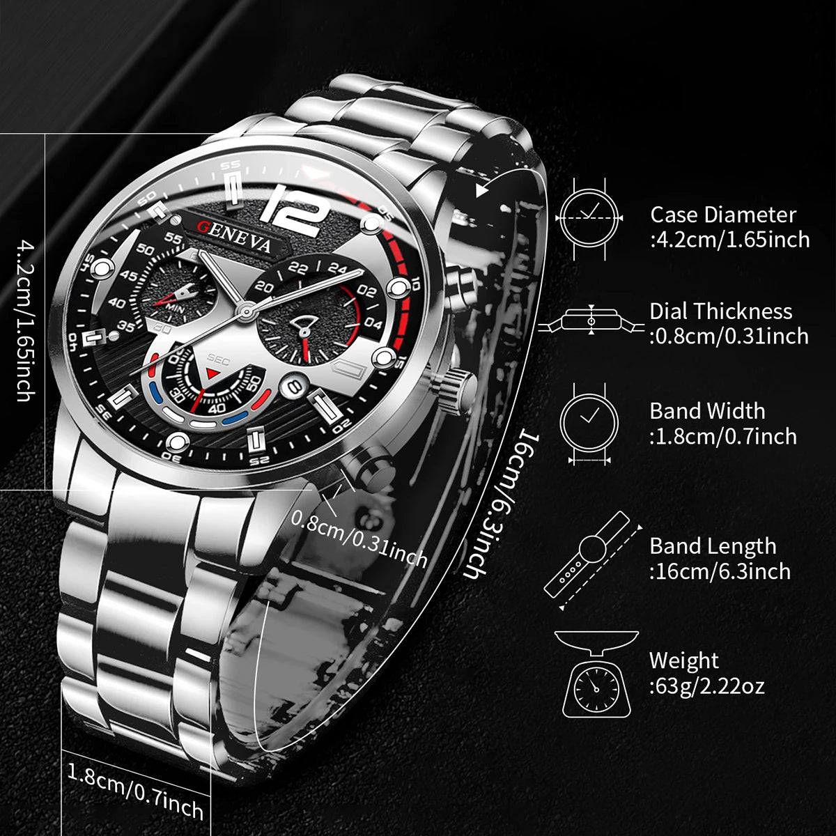 Men's Stainless Steel Analog Quartz Wristwatch with Calendar
