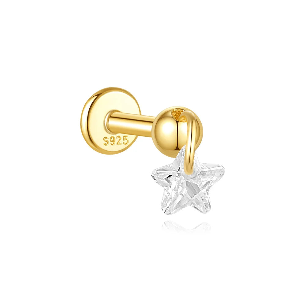 Women's 925 Sterling Silver Zircon Cartilage Stud Earring