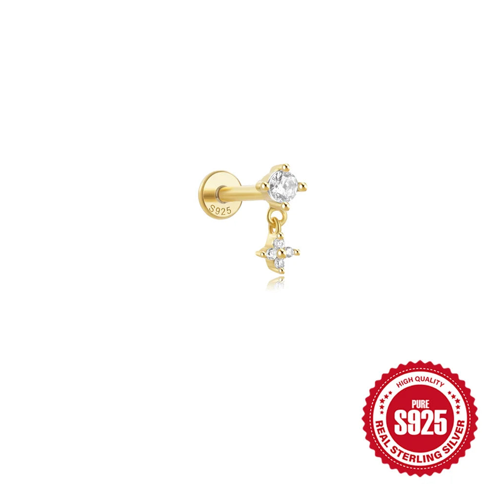 Women's 925 Sterling Silver Zircon Cartilage Stud Earring