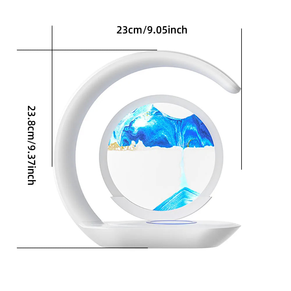 3D Quicksand Table Lamp USB Wireless Charging Desk Night Light