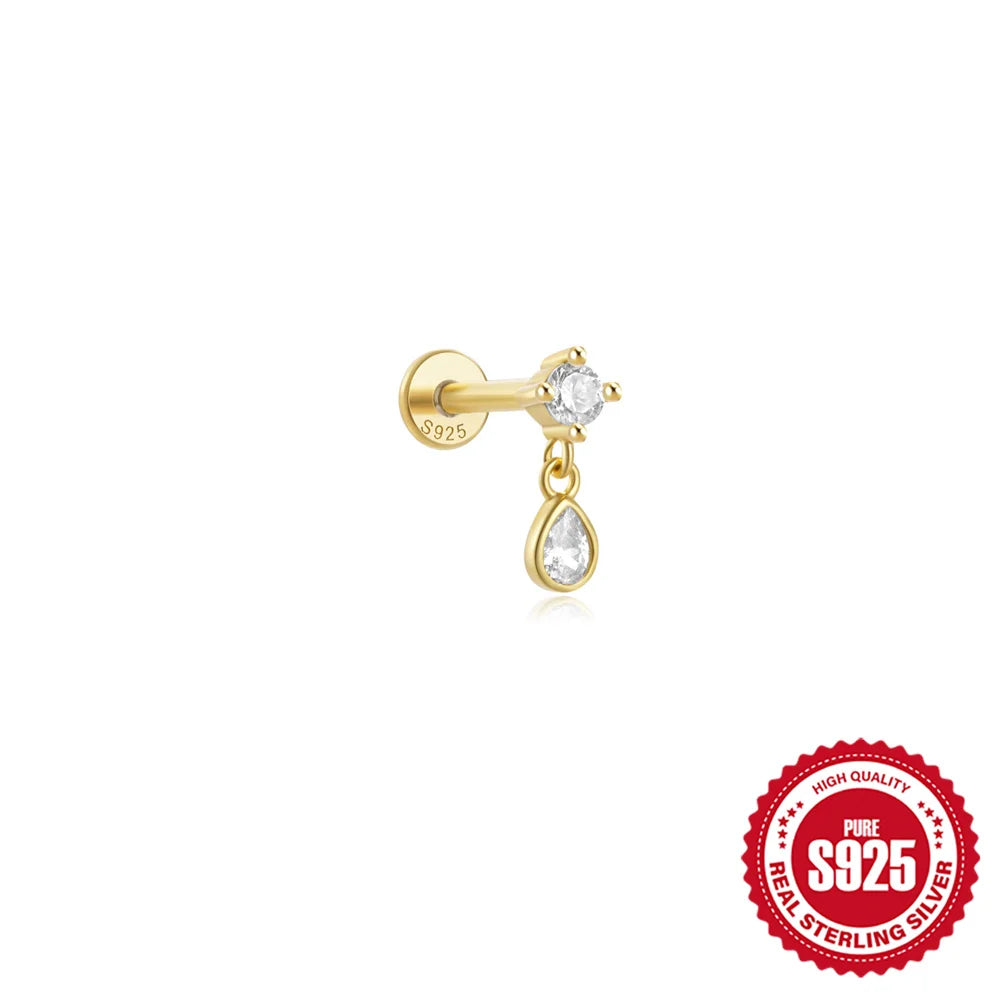 Women's 925 Sterling Silver Zircon Cartilage Stud Earring