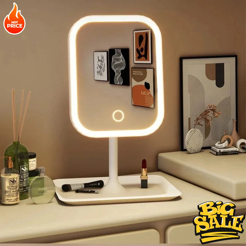 LED Desktop Vanity Makeup Mirror with 3-Color Light