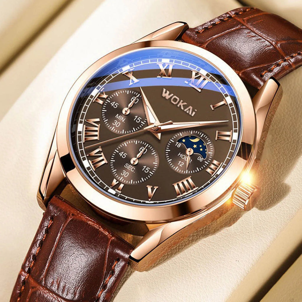 Men's PU Leather Analog Quartz Wristwatch with Calendar