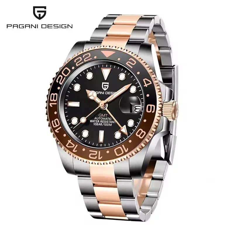 Men's Stainless Steel GMT Automatic Mechanical Wristwatch
