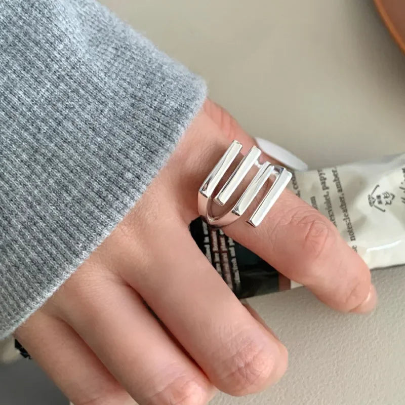 Women's 925 Sterling Silver Hollow Out Flower Ring