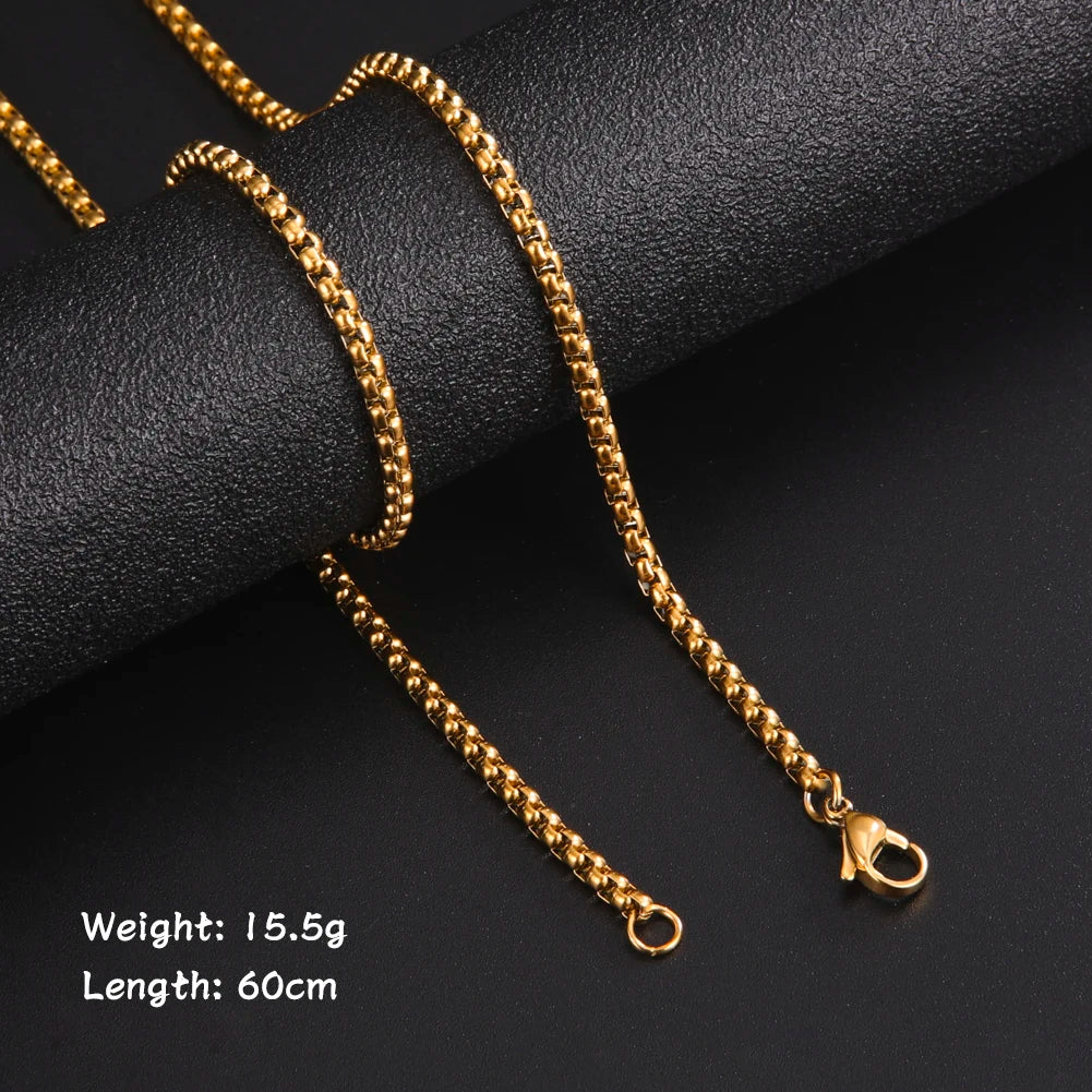 Men's Stainless Steel 60cm Box Chain Necklace