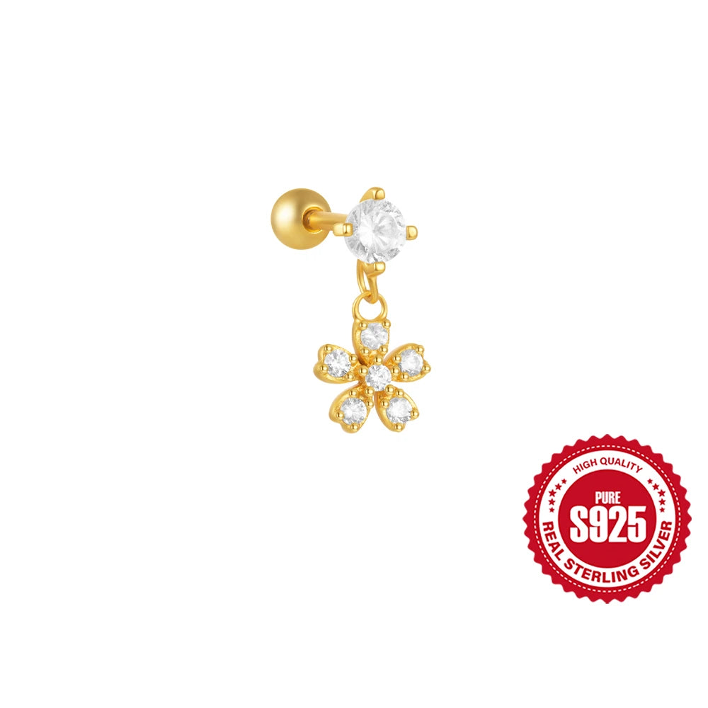 Women's 925 Sterling Silver Zircon Cartilage Stud Earring