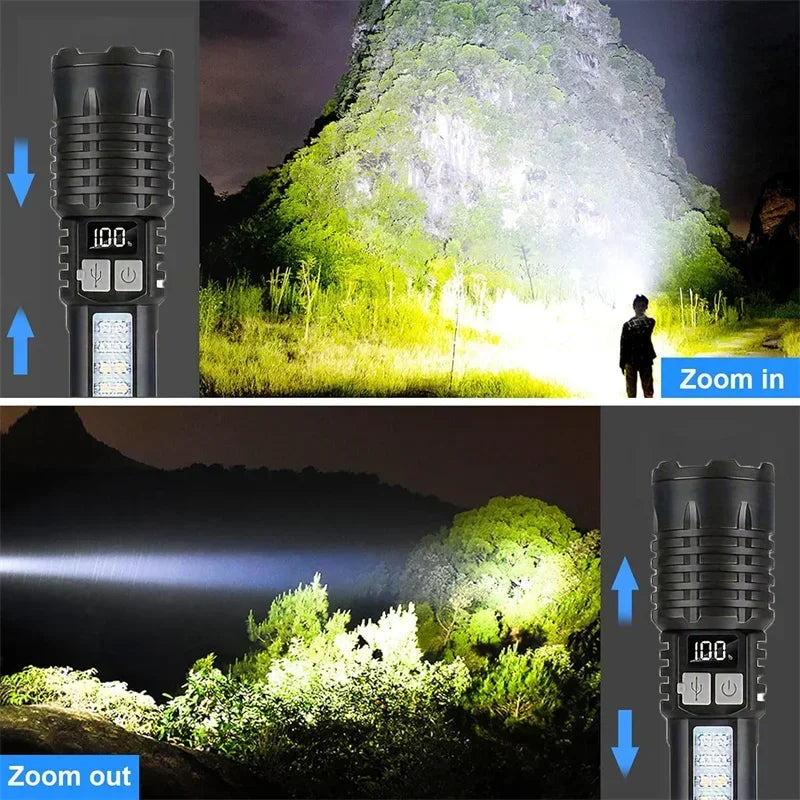High Power LED Flashlight Zoomable USB Rechargeable Torch