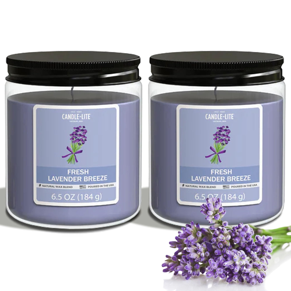 Handmade Fresh Lavender Breeze Scented Candles 2 Pack
