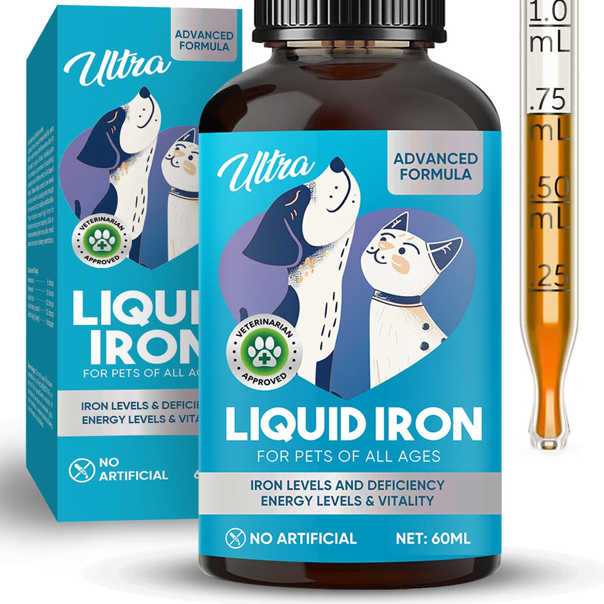 GroceryCentre Liquid Iron Supplements for Cats Dogs with Vitamin C and B12 Supports Anemia Low Enery Levels and Lethargy Improve Blood Health