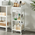 HUSHEDIFY Makeup Organizer Cart3 Tier Floor Make up Storage Stand with Drawer Free Standing Skincare Cosmetic Display Holder with Wheels for Vanity Bedroom Dresser Bathroom(White)