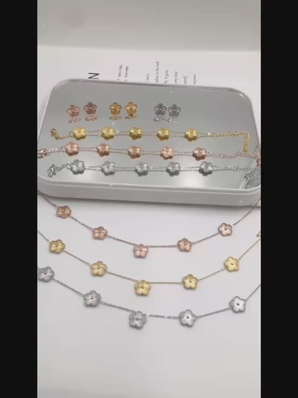Women's Stainless Steel Five Clover Flower Chain Bracelet