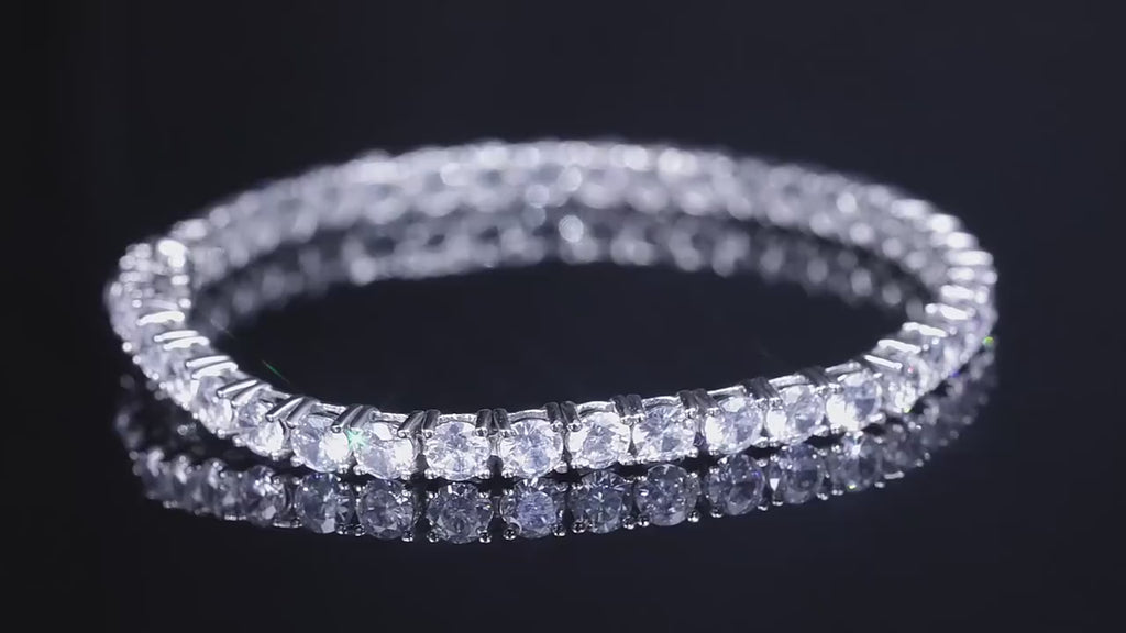 Unisex 925 Sterling Silver Cubic Zircon Tennis Bracelet