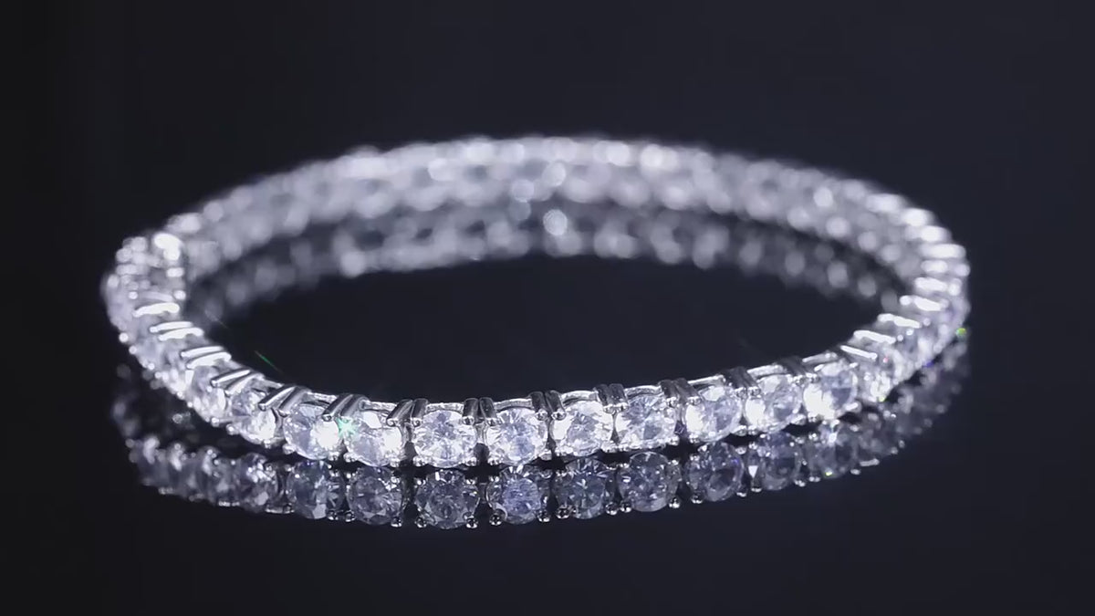Unisex 925 Sterling Silver Cubic Zircon Tennis Bracelet
