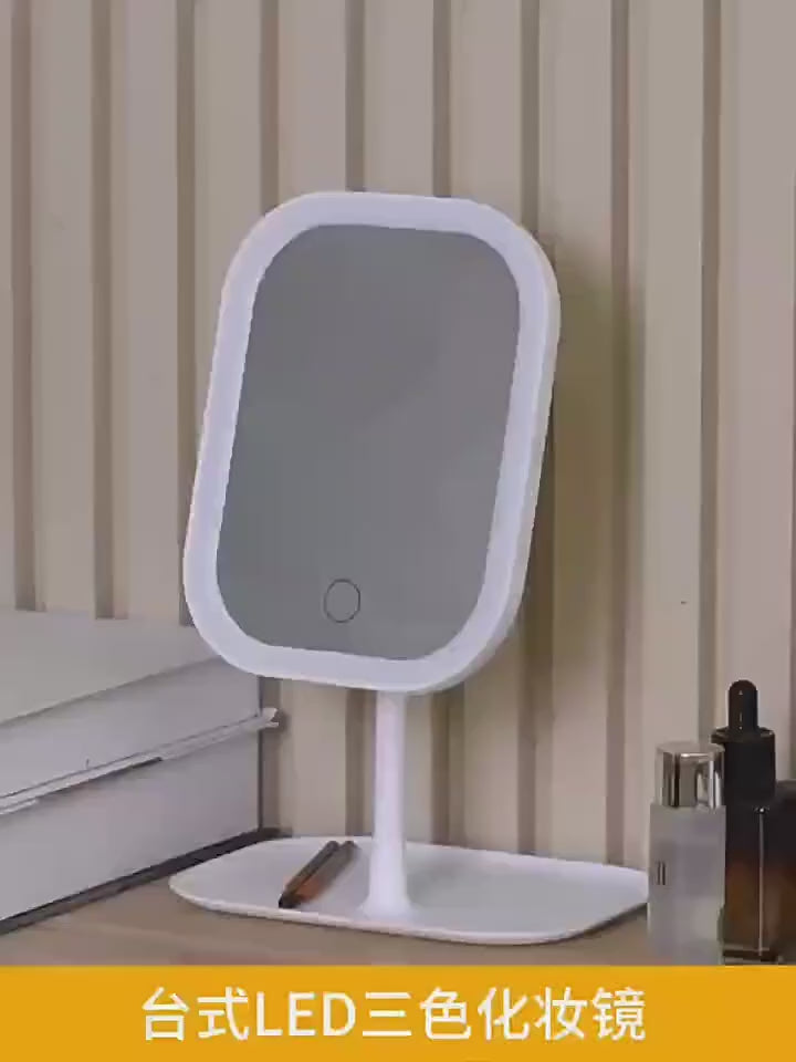 LED Desktop Vanity Makeup Mirror with 3-Color Light