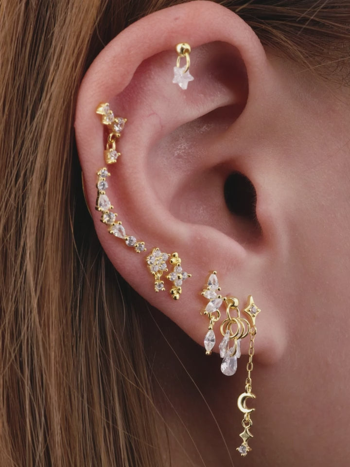 Women's 925 Sterling Silver Zircon Cartilage Stud Earring