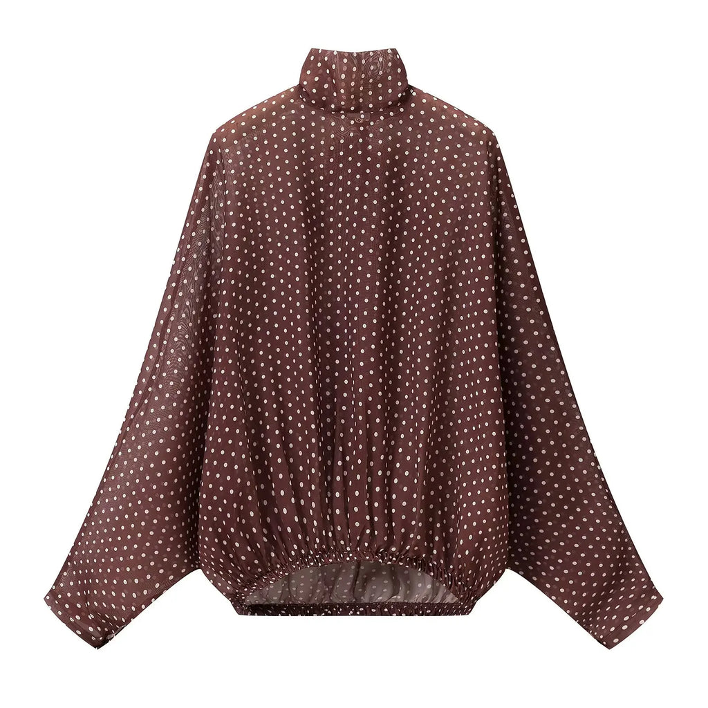 KONDALA Vintage Polka Dot Women Sets Chiffon Bow Tie Loose Blouses Loose Long Skirts Fashion 2026 Spring Summer Holiday Suits