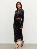 CNYISHE Prints Suits 2-Pieces(Tops+Skirts) Women Sets Fashion Casual Lace-up Long Sleeve O Neck Sheath Trendy Female Streetwear