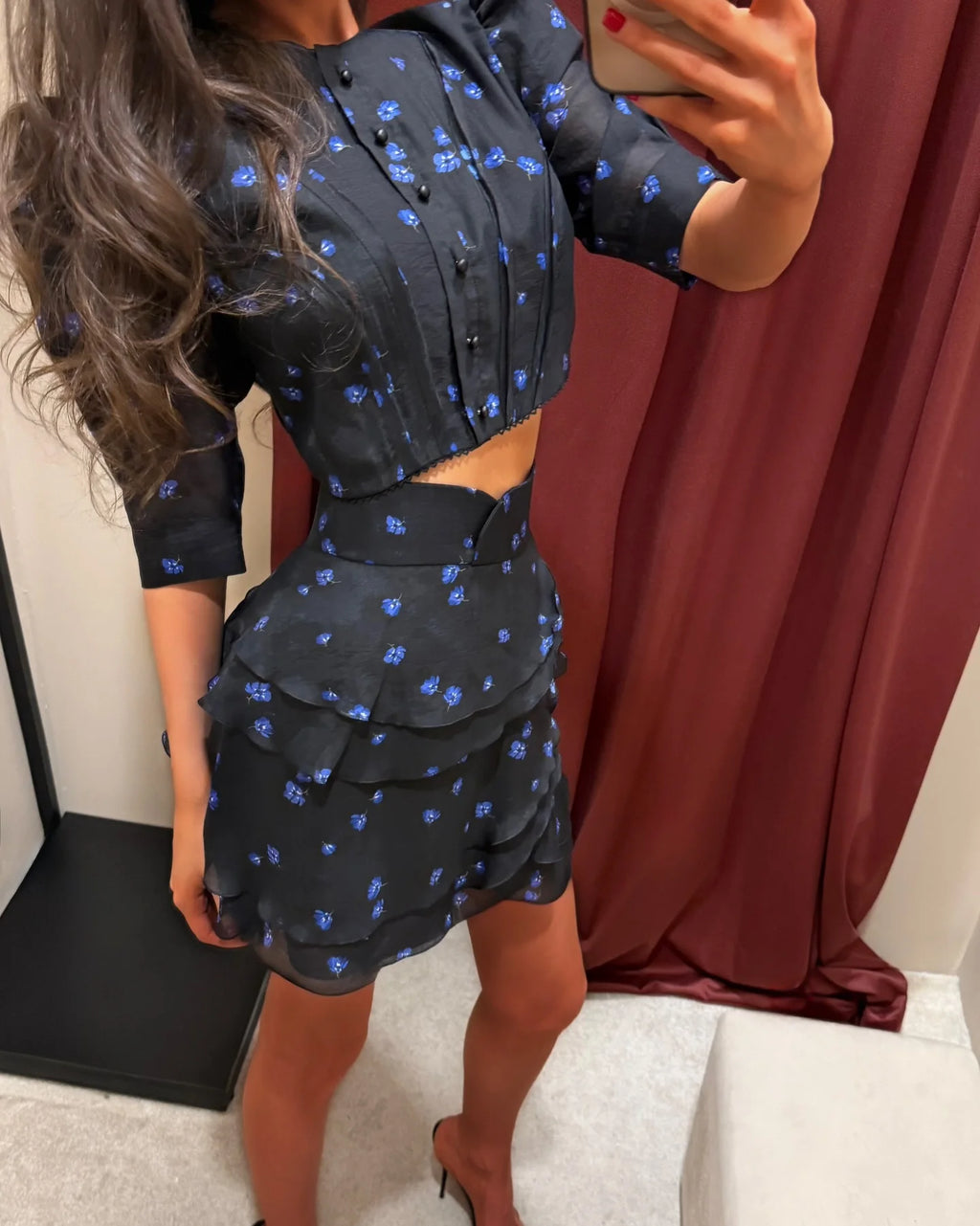 Women's Floral Print Two Piece Set 2026 New Women Puff Sleeve Crop Top + Tiered Ruffle Mini Skirt Casual Vacation Party Outfit